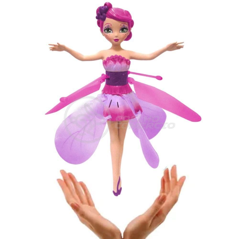 Boneco Princesa Aerocraft Fada Voadora Rosa 19Cm C/ Luz