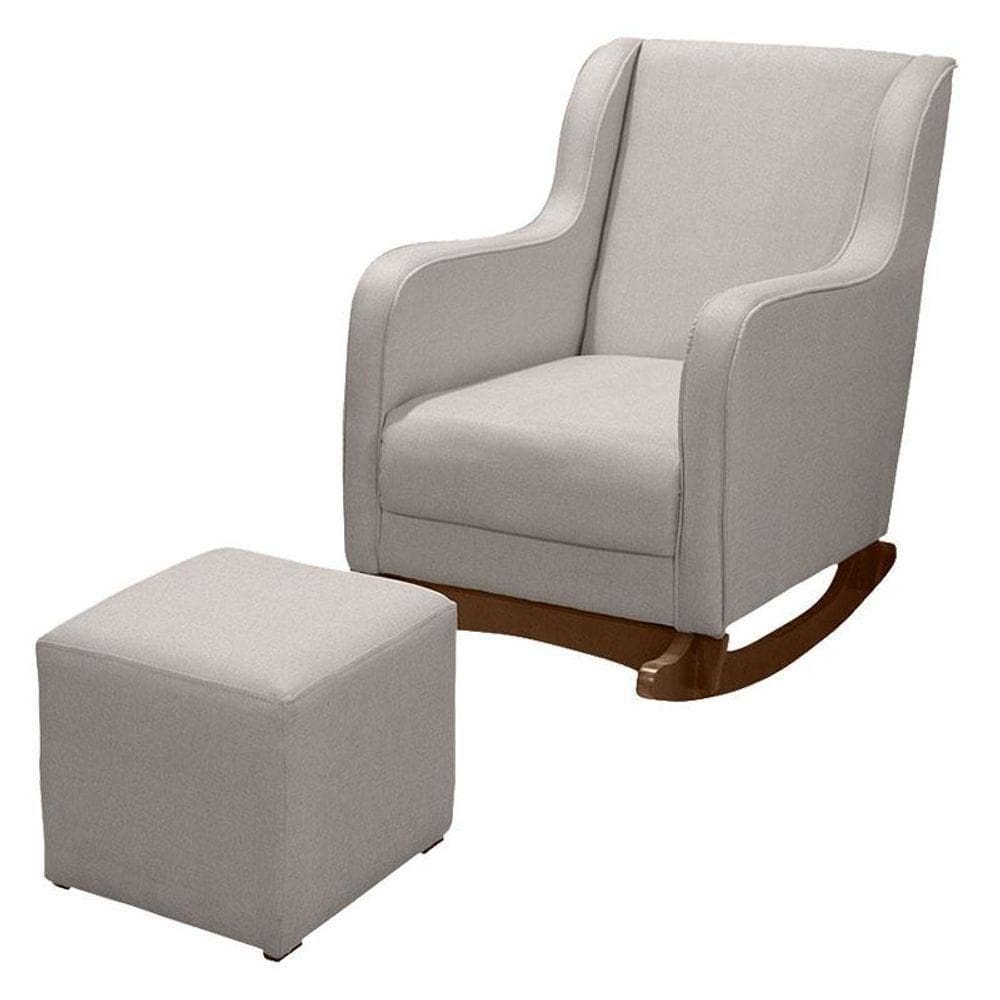 Poltrona Amamentação Aquila Plus Com Puff Linho Off White - Fratello