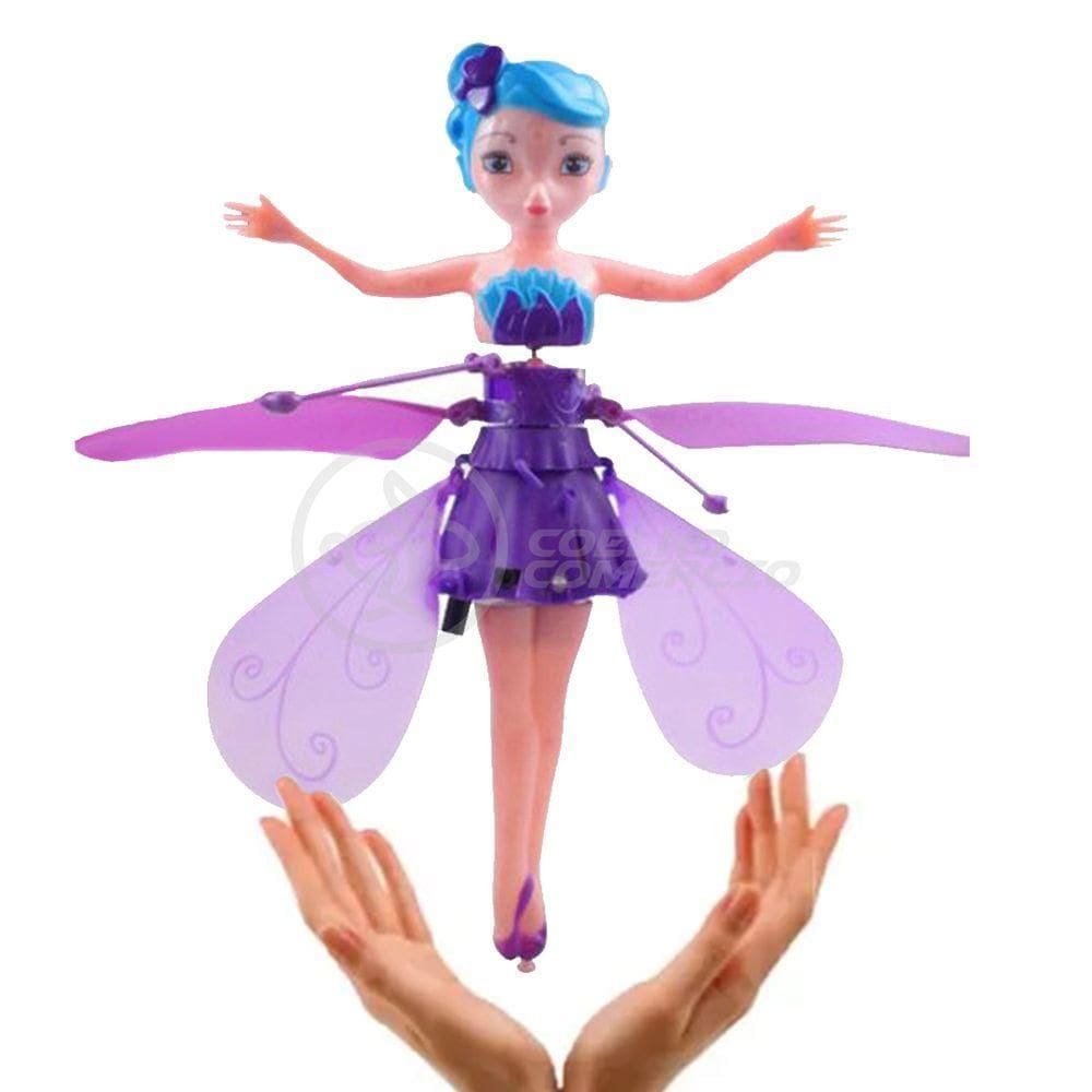 Boneco Princesa Aerocraft Fada Voadora Roxo 19Cm C/ Luz