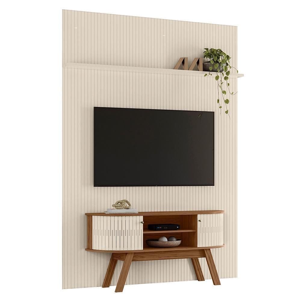Rack Bancada Com Painel Silverstone /off White Para Até 75” - Madetec