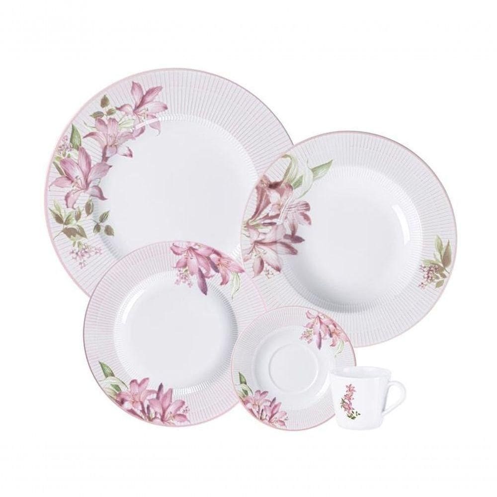 Aparelho De Jantar Tramontina Poème 30 Peças Em Porcelana Decorada
