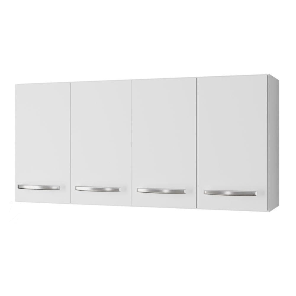 Armário Aéreo Cozinha Marah 118cm 04 Portas Branco - Abmaza