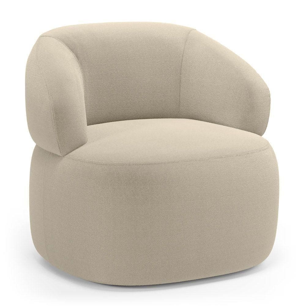 Poltrona Orgânica Giratória Living Glee Bouclê Bege - Abmaza