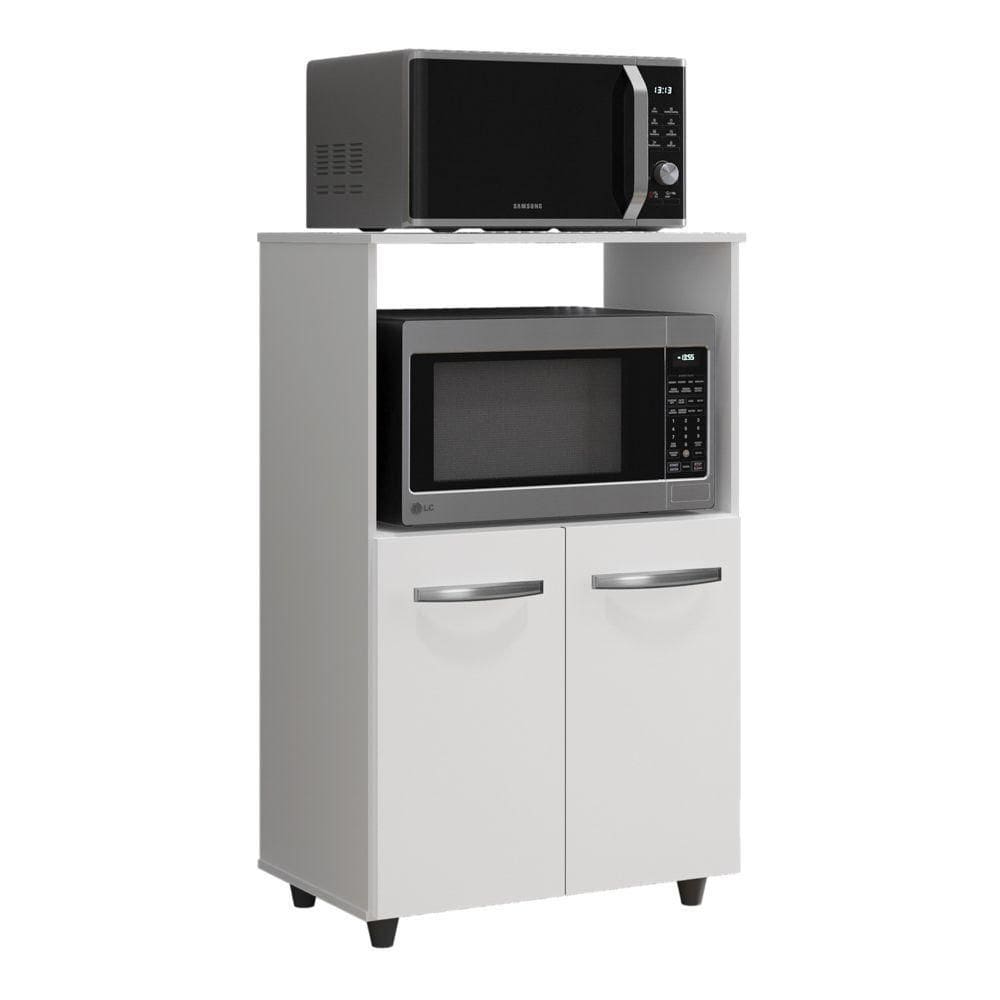 Armário Multiuso Cozinha Para Forno Micro-ondas Thaís 02 Portas Branco - Abmaza