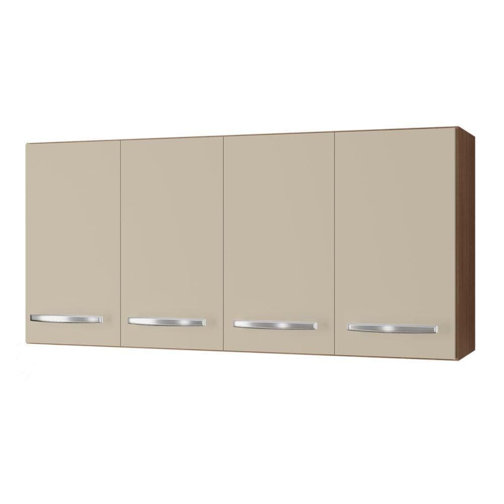 Armário Aéreo Cozinha Marah 118cm 04 Portas Savana Off White - Abmaza
