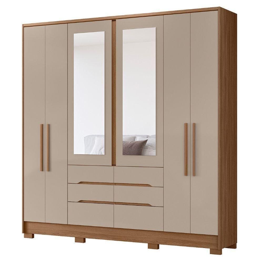 Guarda Roupa Casal 6 Portas Espelho 216 | Extra