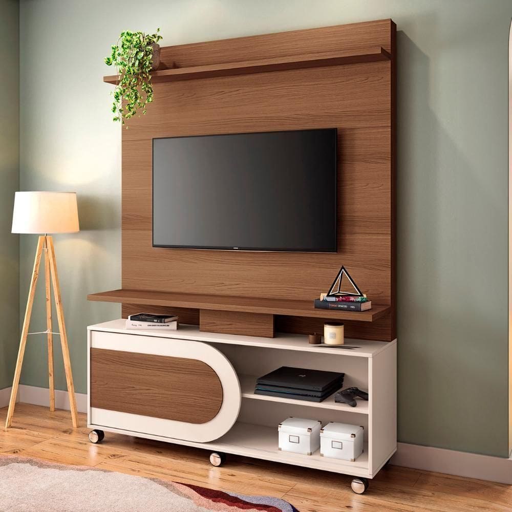 Estante Painel De 55 Pol 136cm órbis Castanho/off White - Hb Móveis