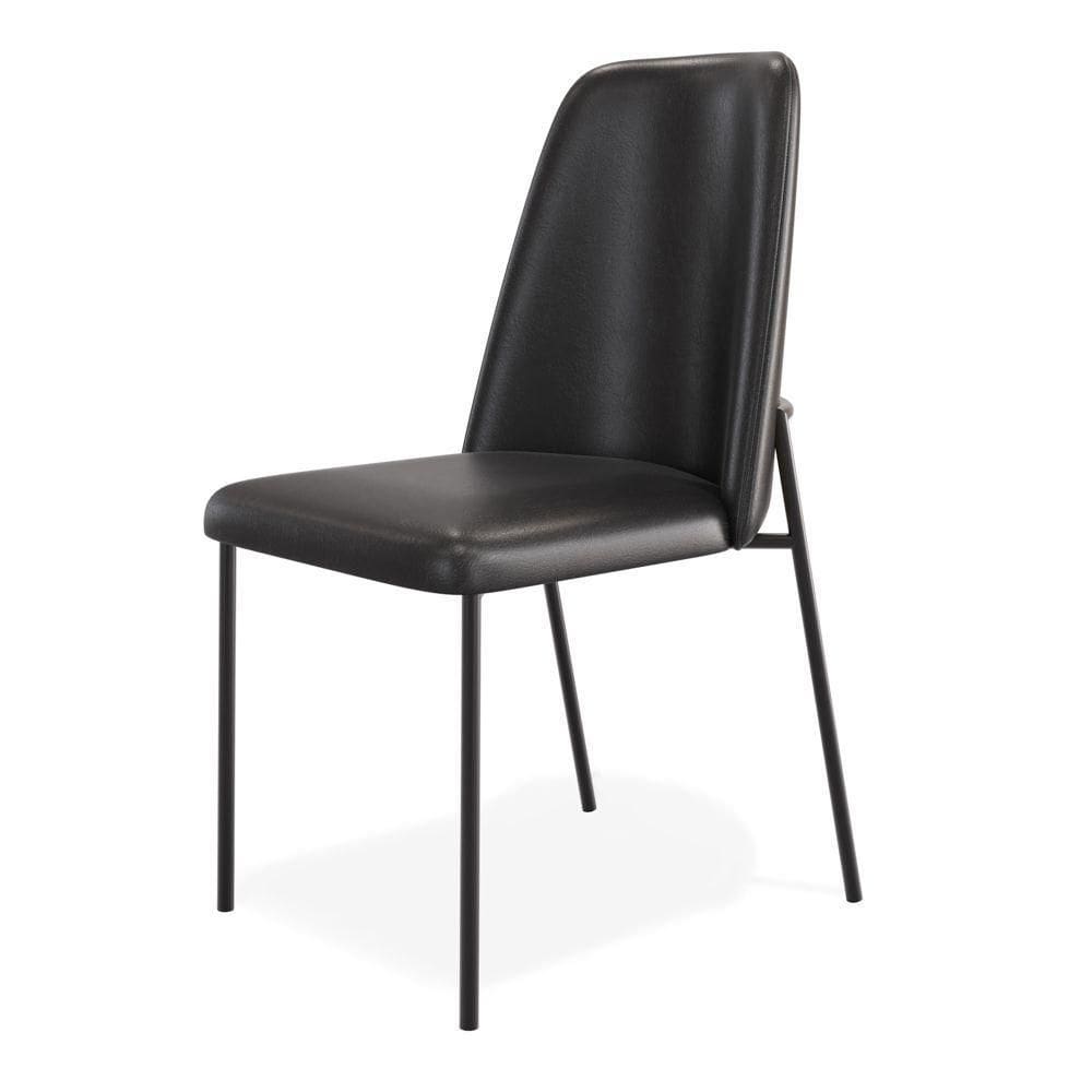 Cadeira Sala De Jantar Lior Com Encosto Estofado Base Preta Couríssimo Preto - Abmaza