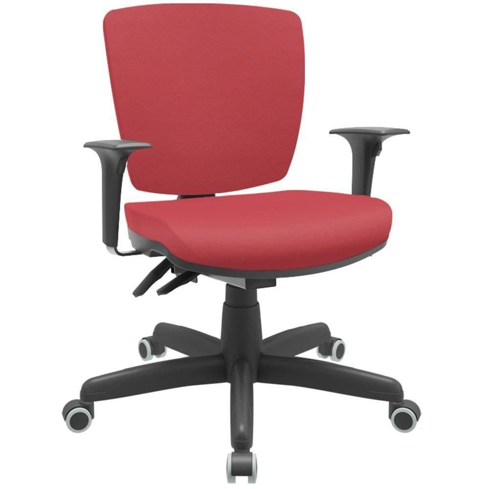 Cadeira De Escritório Executiva Office Base Giratória Preto Baixa Flexi P03 Vinil Vermelho -Lyam
