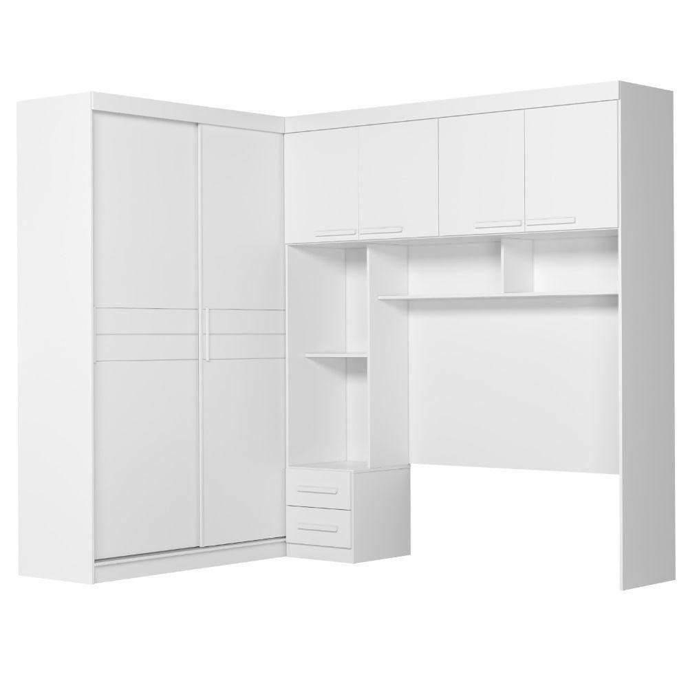 Dormitorio Modulado Casal 6 Portas 242x173 Cm Florenca Branco Moval