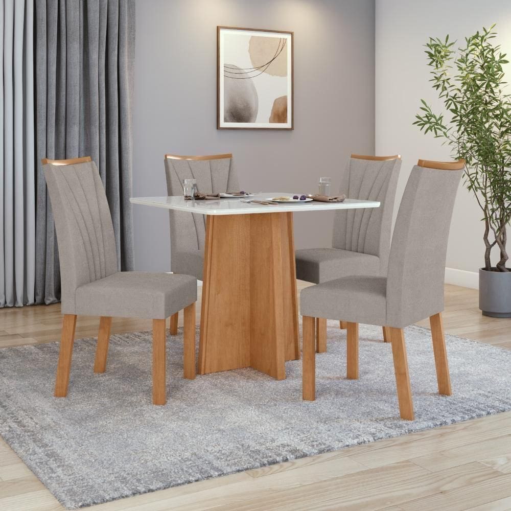 Mesa 0,90 Celebrare Com 4 Cadeiras Apogeu Veludo Liso