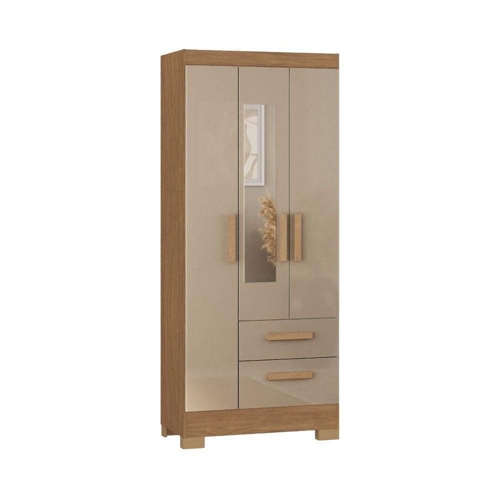Guarda Roupa Solteiro Com Espelho 3 Portas Fortaleza Atualle Acacia Com Reflecta