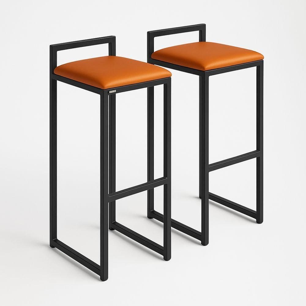 Kit 2 Banqueta Cozinha Balcão Alta Corino Bistro Bar Moderno Cor:caramelo