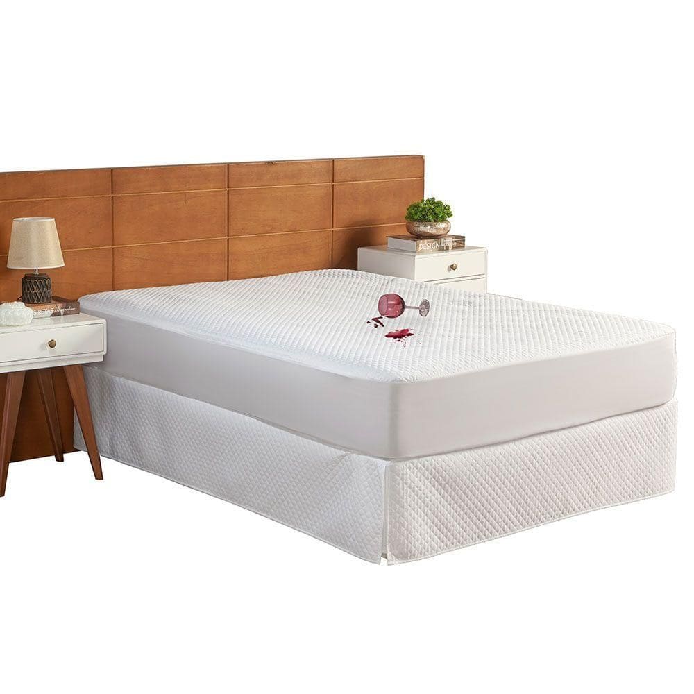 Capa Protetora De Colchão Impermeável Casal Queen Matelado Com Elástico Branco