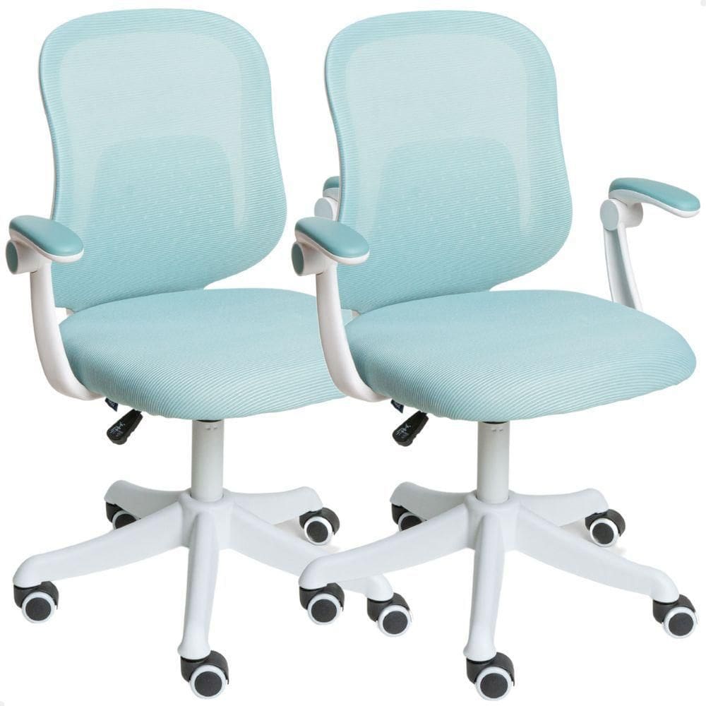 Kit 02 Cadeiras Escritório Mesh Diretor Giratória Colorida Verde