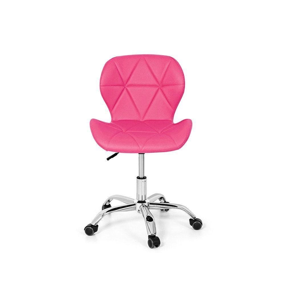 Cadeira Escritório Slim Vegas Base Giratória Estofada Rosa