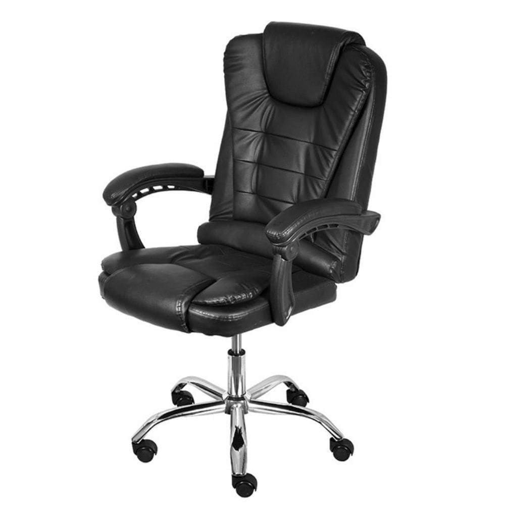Cadeira Escritório Giratória Presidente Jacarta Or Design Revestida Em Pu Preto Base Cromado Rodízio