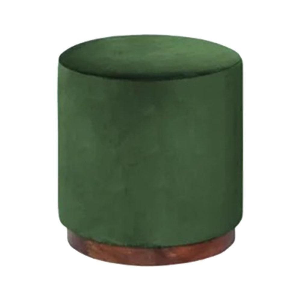 Puff Decorativo Redondo Itália - Tecido Verde Folha