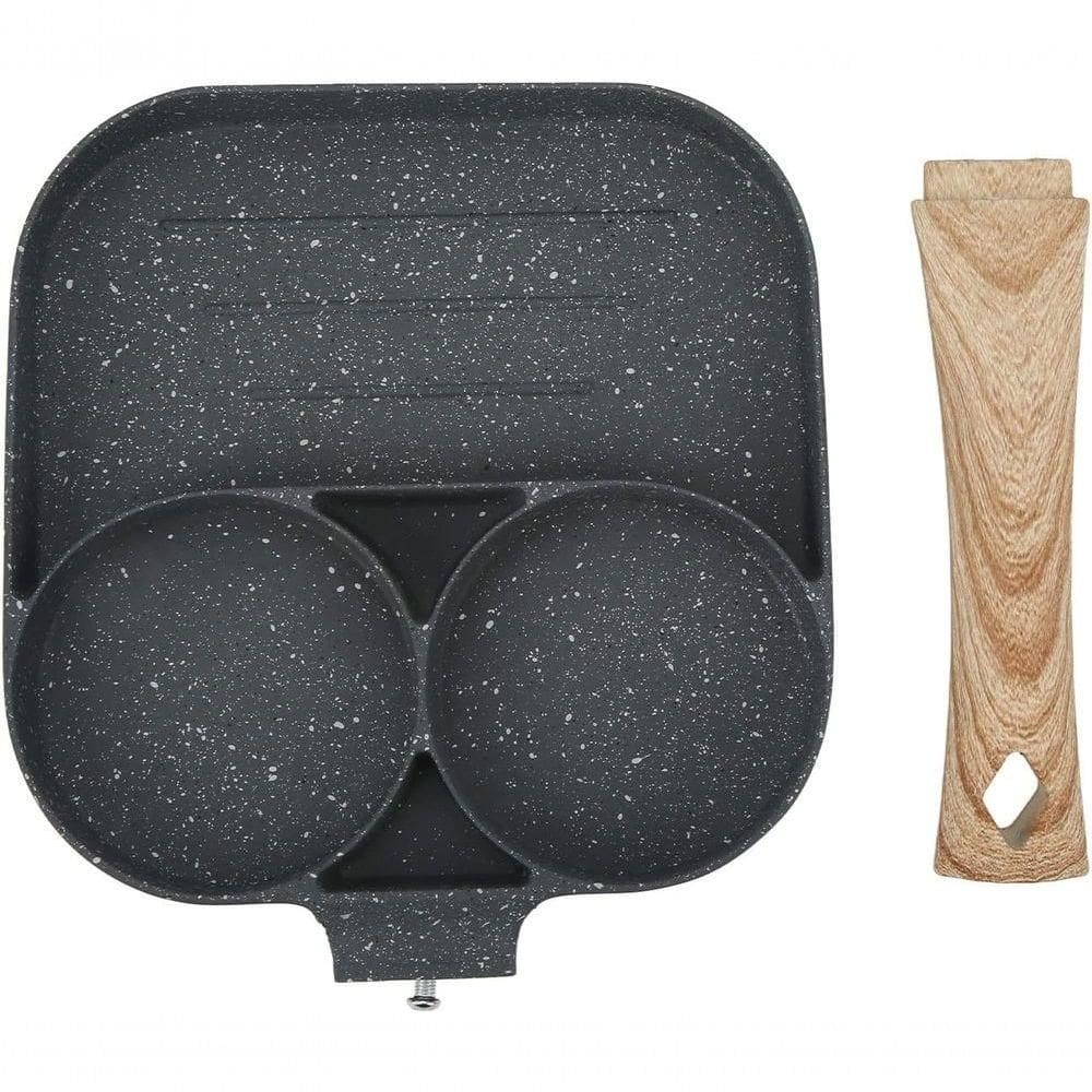 Frigideira 3 Em 1 P- Café Da Manhã Ideal P- Ovos, Hambúrguer E Mais, Com Divisórias