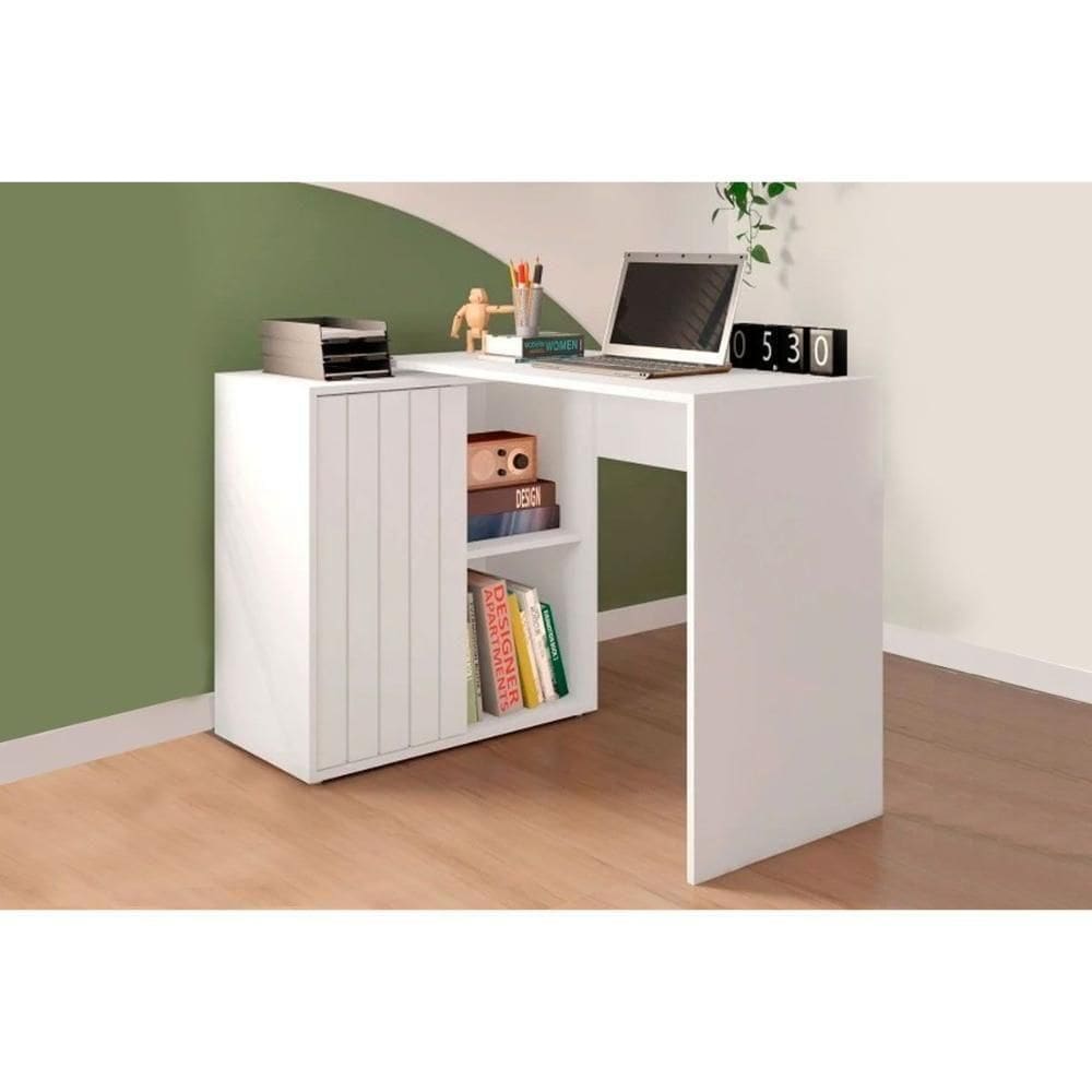 Mesa Computador Tech C- 1 Porta De Correr Branco Fosco - Caemmun