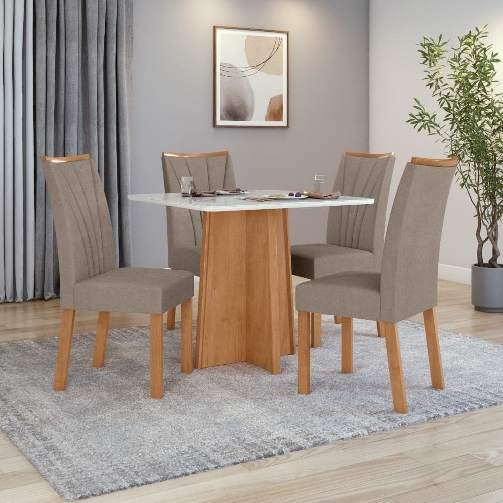 Mesa 0,90 Celebrare Com 4 Cadeiras Apogeu Suede Animale