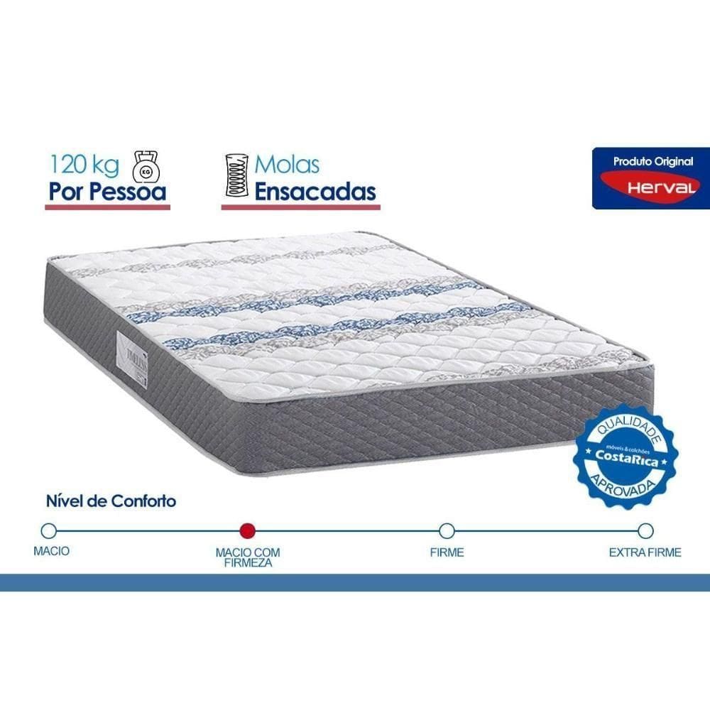 Cama Box Baú Queen: Colchão Anatômico Herval D60 - Ag65 Timeless + Base Crc Suede Gray (158x198)