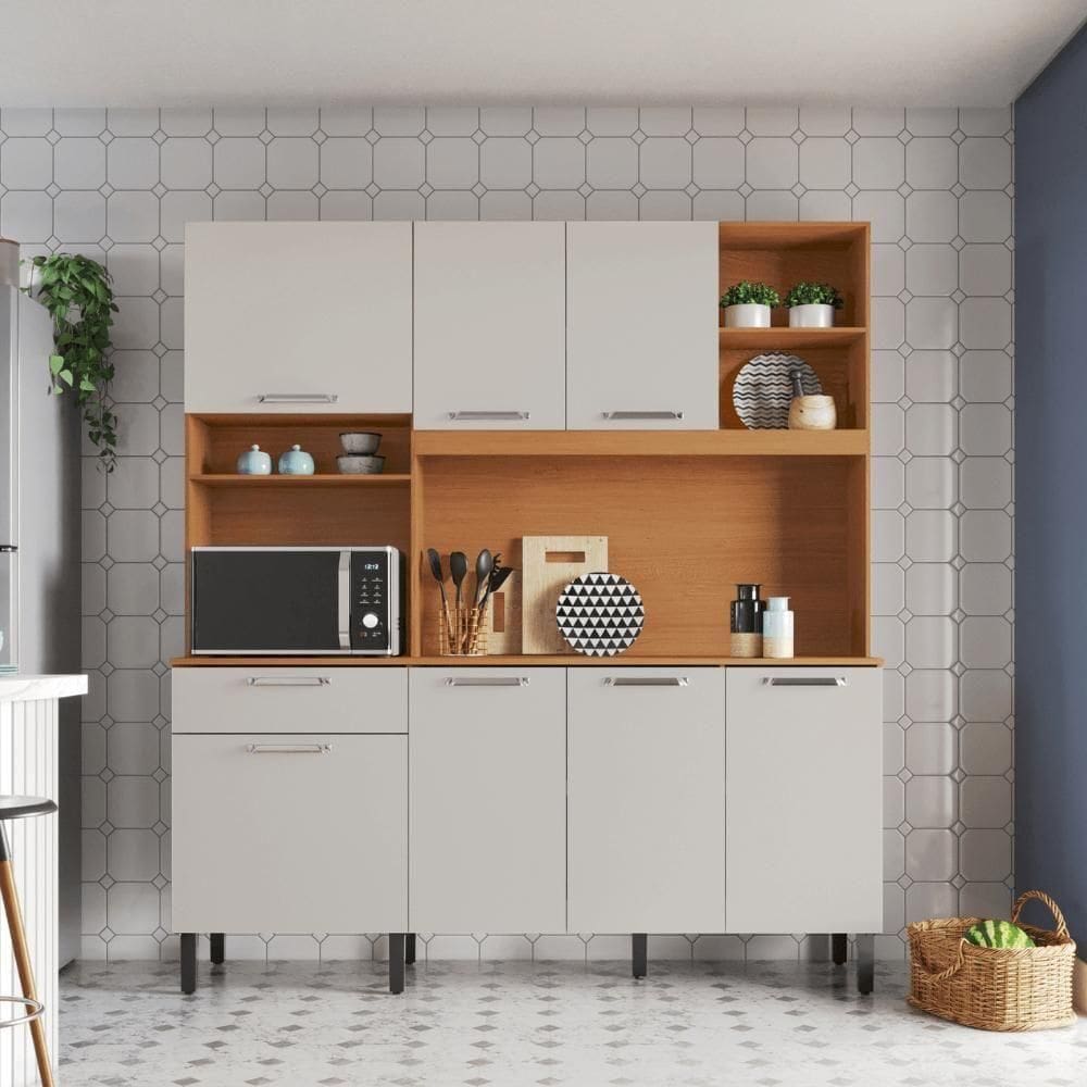 Cozinha Compacta Itatiaia Madri 180cm Em Madeira Cinamomo-off White