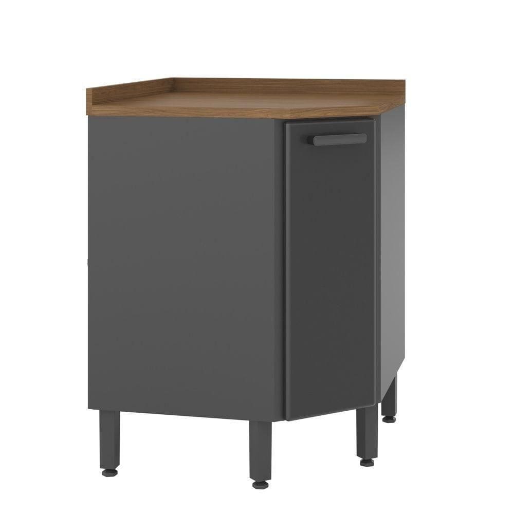 Balcão De Aço De Canto Com Tampo 1 Porta Grafite Bertolini Grafite