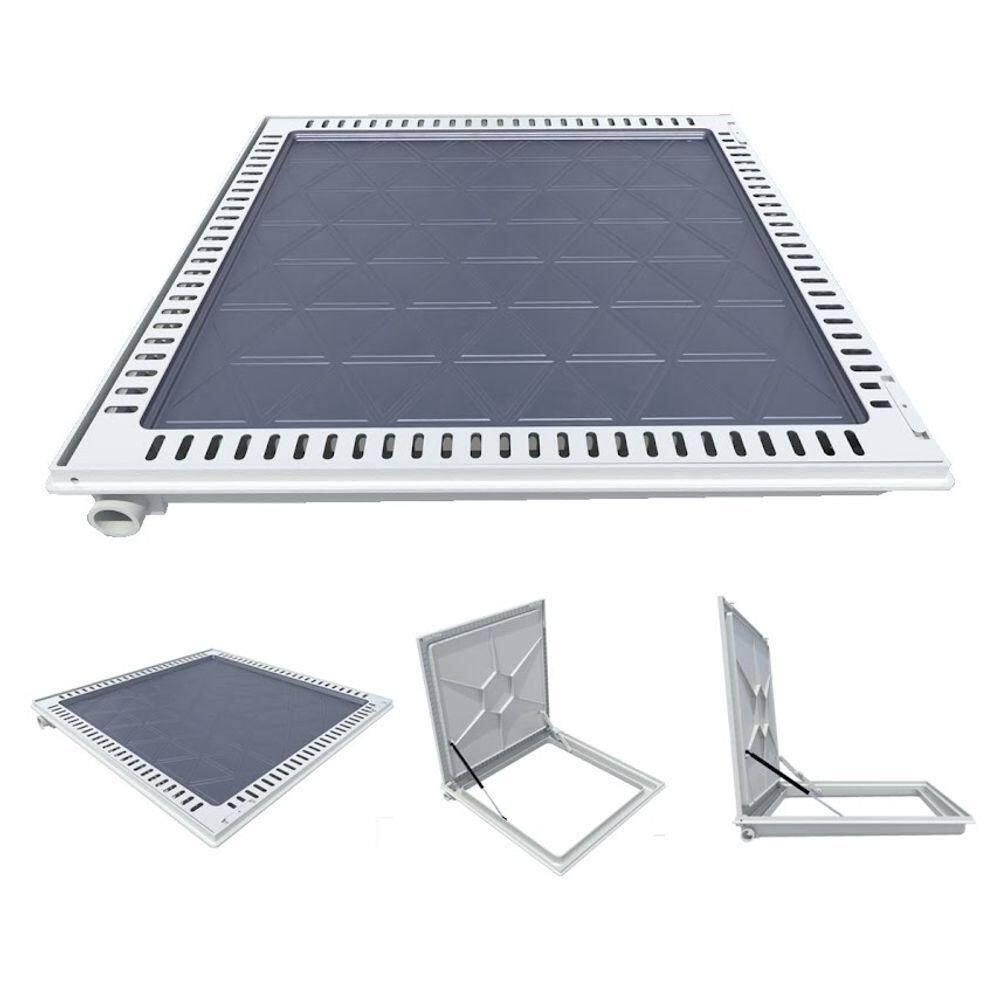 Tampa Casa Máquina Alumínio Rebaixo Aparente Cinza 80x80cm