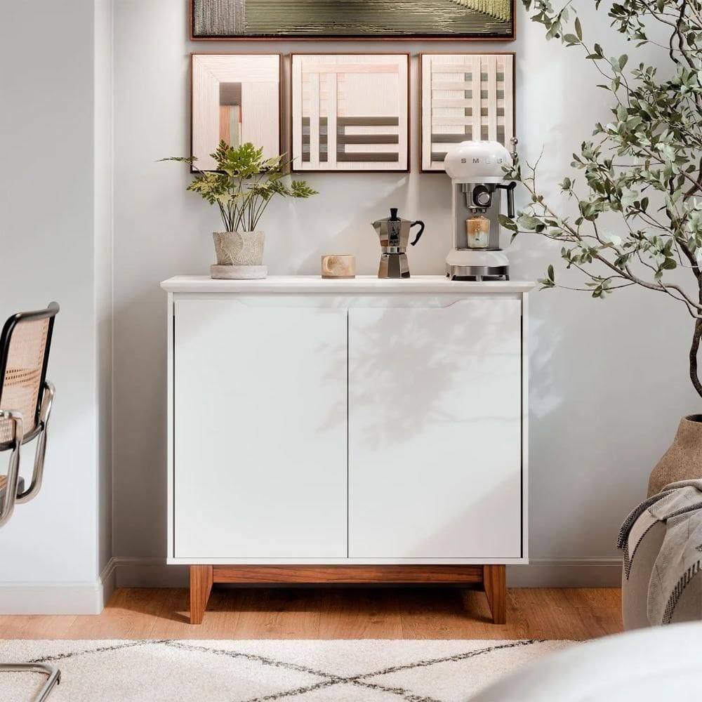 Aparador Buffet Balcão 2 Com Gaveta Portas Estoril Branco