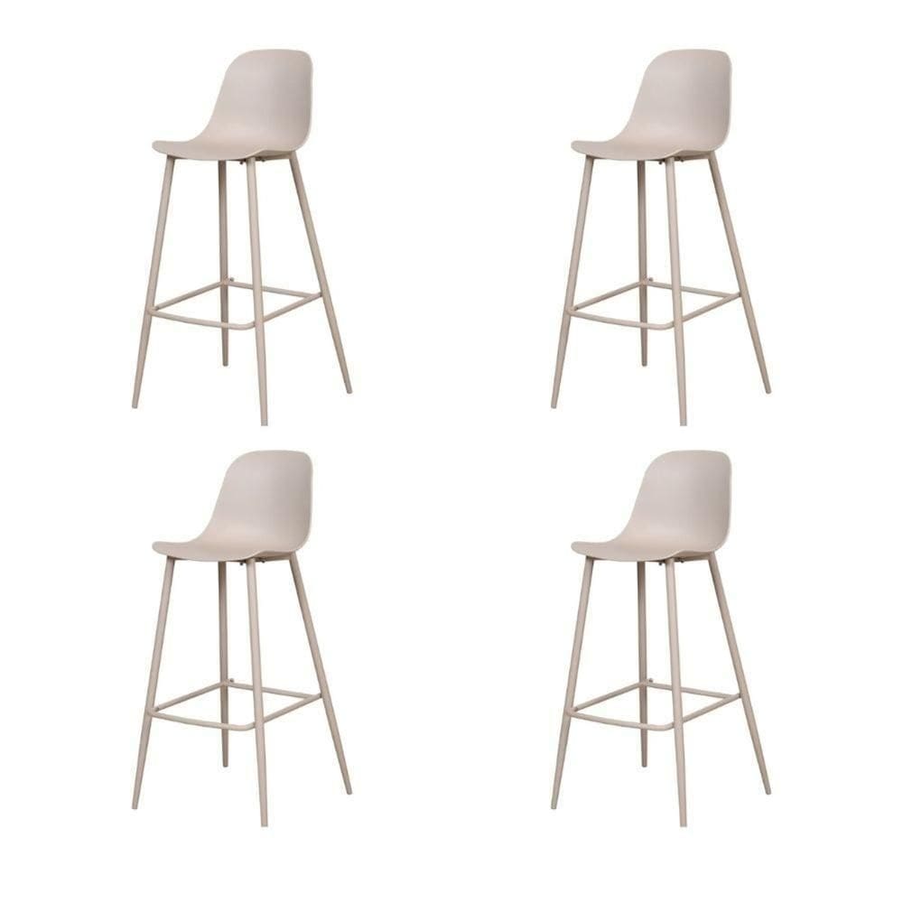 Kit 4 Banquetas Médias Miami Abi Fratini 91,50 Cm (altura) Polipropileno Nude Base Em Aço Pintado