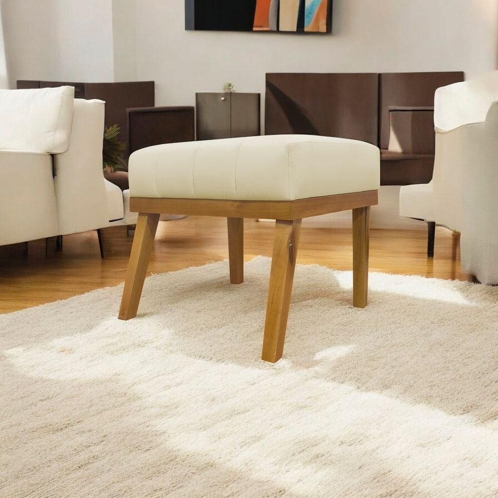 Puff Decorativo Retangular Firenze - Bege Corino