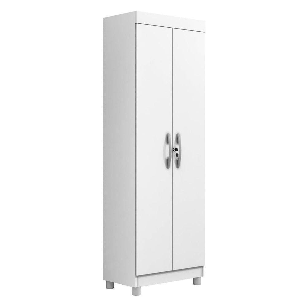 Armário Multiuso Roma 2 Portas 5 Prateleiras Com Chave Benetil Branco