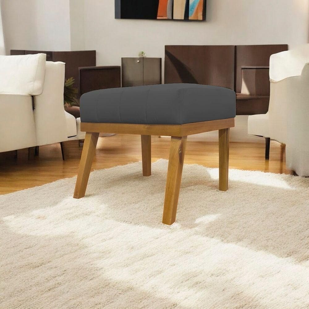 Puff Decorativo Retangular Firenze - Cinza Corino