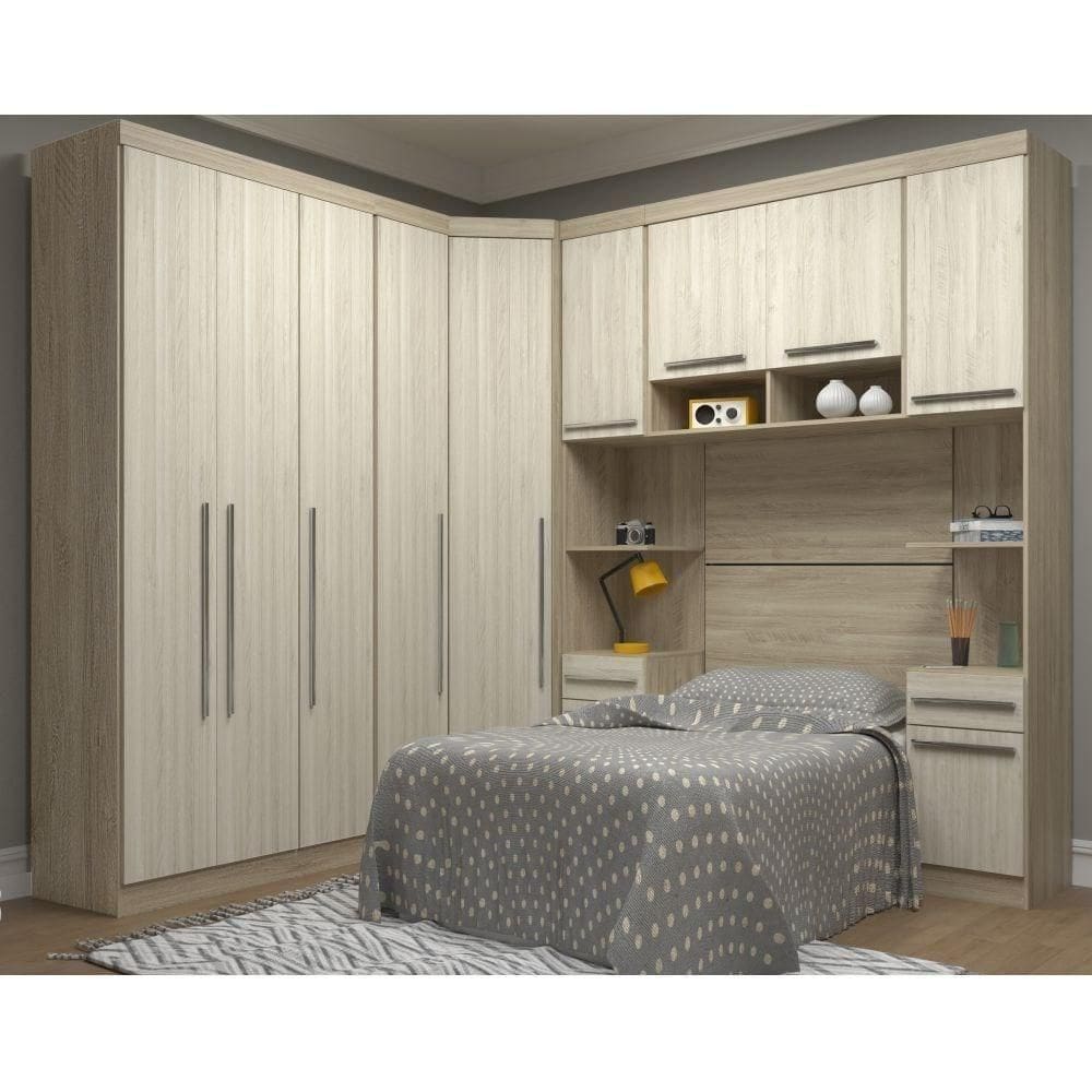 Jogo De Quarto Solteiro Modulado 029 Master Avelã Rústico/ártico Rústico - Eucamóveis