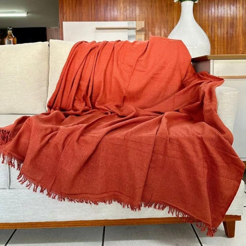 Manta Para Sofá 2 E 3 Lugares Super King Luxo Gigante 3,00x1,80 Cobertor Capa De Sofa E Cama Grande Terracota