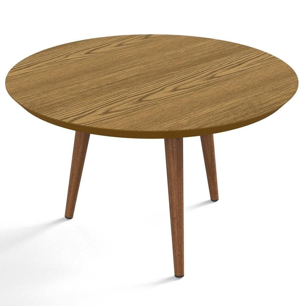 Mesa De Centro Redonda Pés Madeira Luna 670 Cumarú - Patrimar