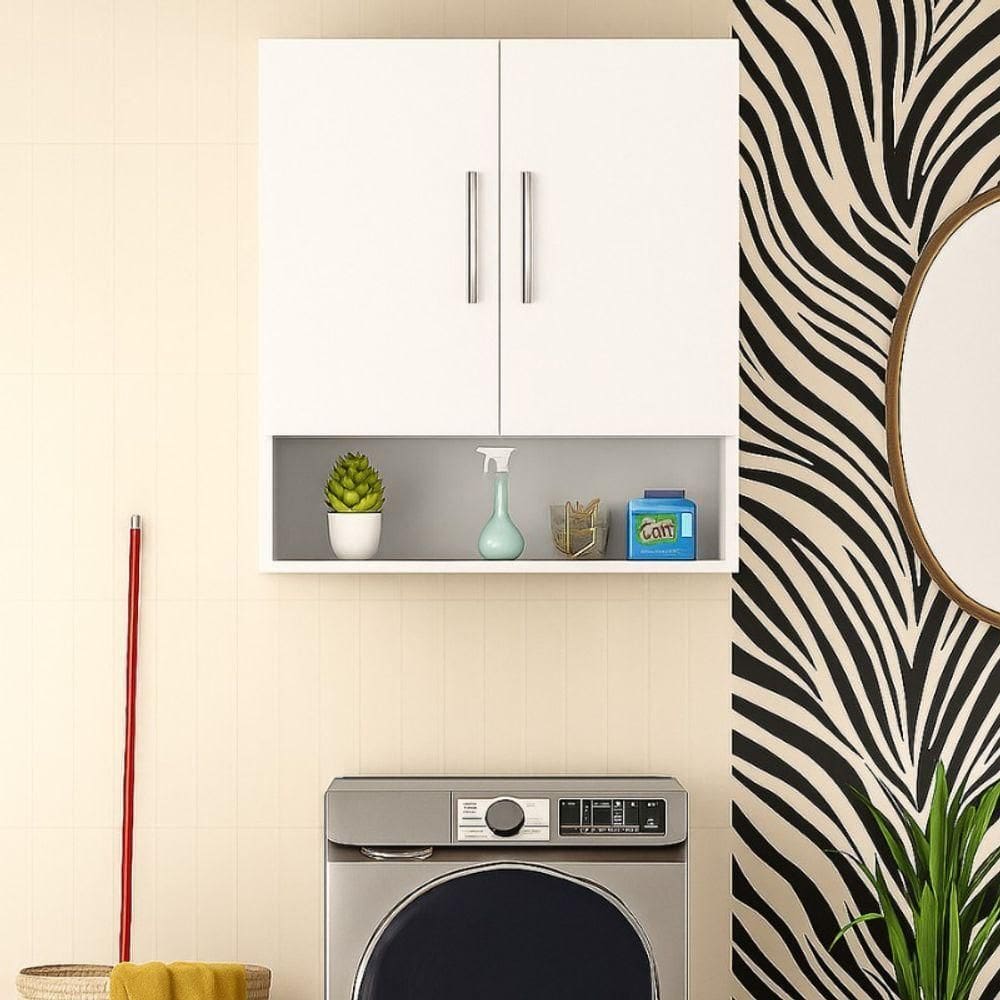 Armário Suspenso Multiuso Aéreo 2 Portas Lavanderia Banheiro