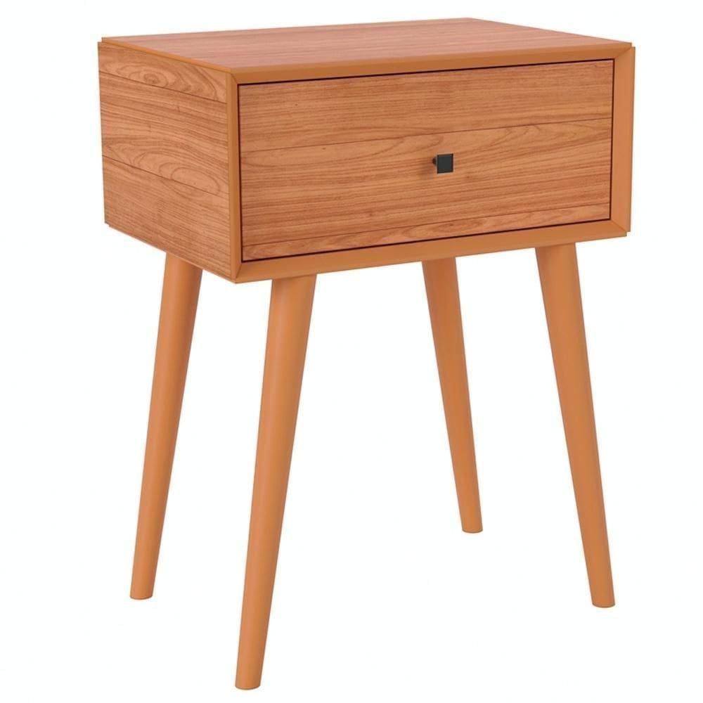 Mesa De Cabeceira 1 Gaveta Pés Palito Kayla D03 Freijó - Lyam Decor