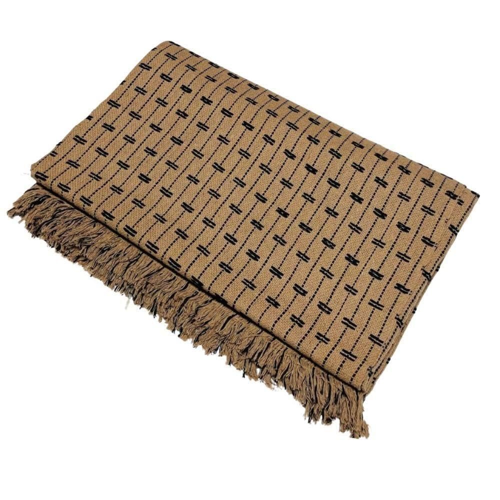 Manta Grande Para Sofá Luxo 2,50x1,80 Tipo Capa Protetora De Sofa 2 E 3 Lugares Gigante 100% Algodão Caramelo-preto