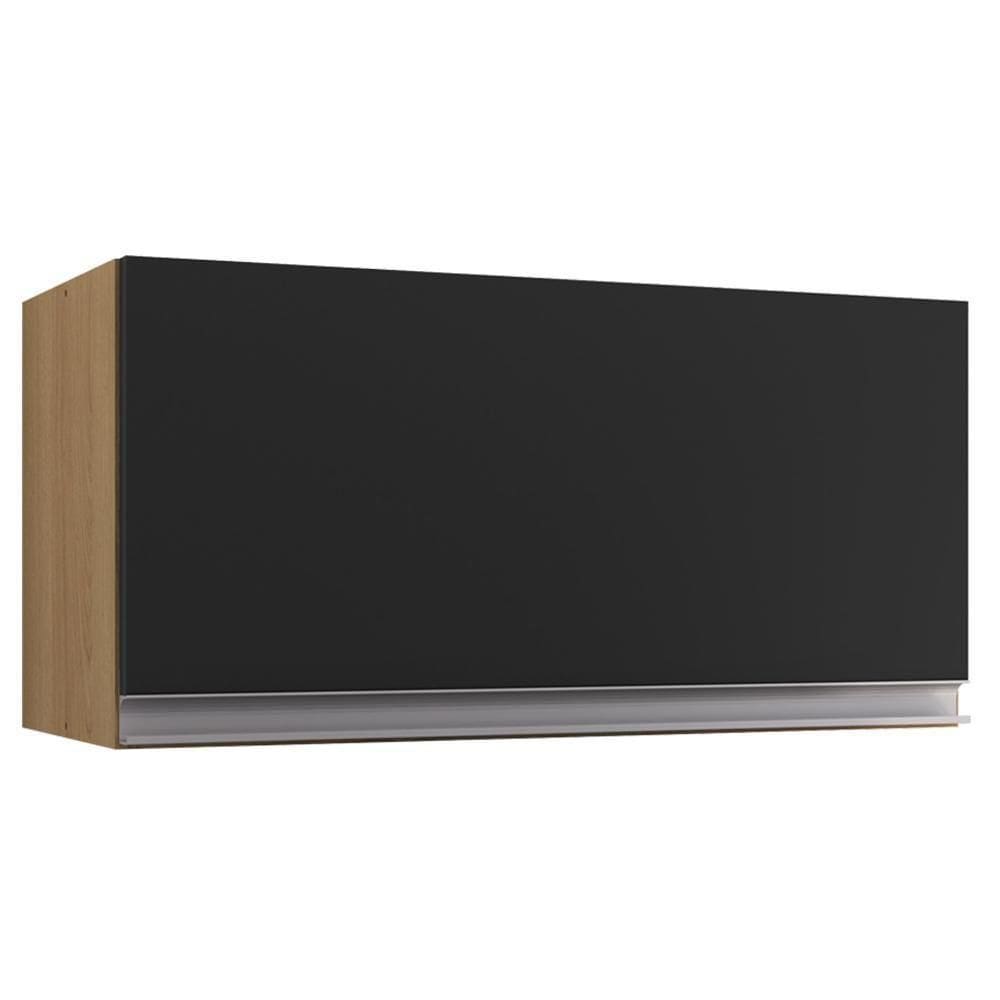 Armario Aéreo Basculante 60cm Andreia Amendoa Preto Reajl Moveis