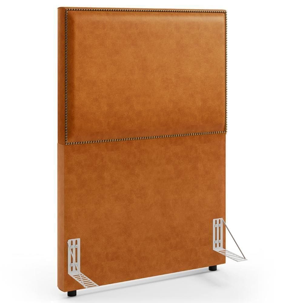 Cabeceira Box Solteiro Com Tachas 100 Cm Vicenza L02 Couríssimo Canela - Lyam Decor