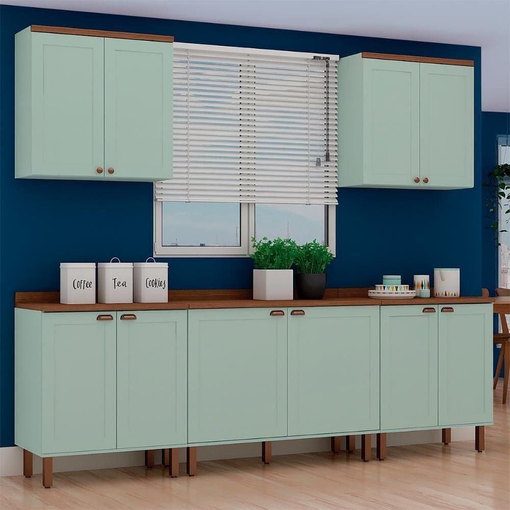 Armário De Cozinha Genialflex Iluminata 5 Peças Verde Mint