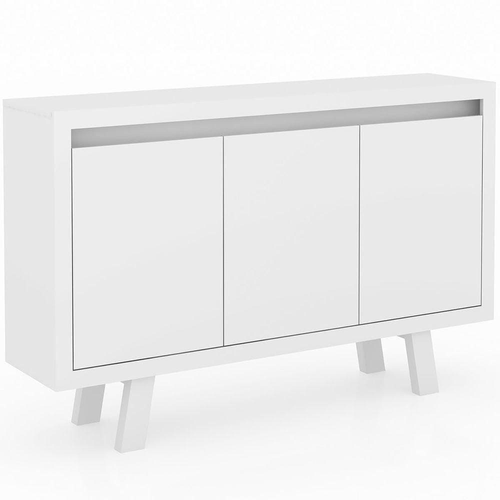 Balcão Armário Para Escritório 3 Portas Em Mdp Branco