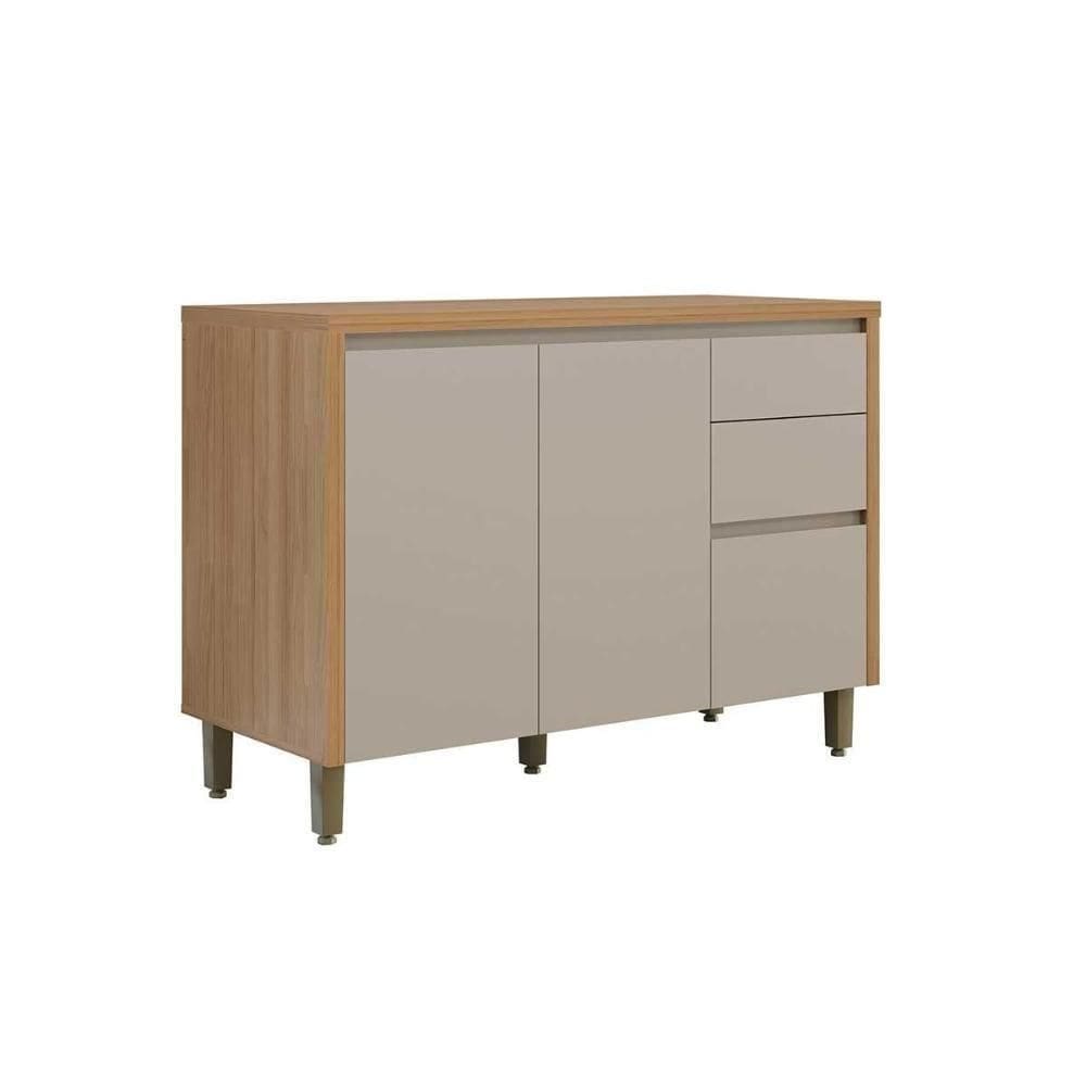 Gabinete De Cozinha Modulado C- Tampo Allure C- 2 Portas E 3 Gavetas 120cm Jequitiba-gris Fosco - Linea