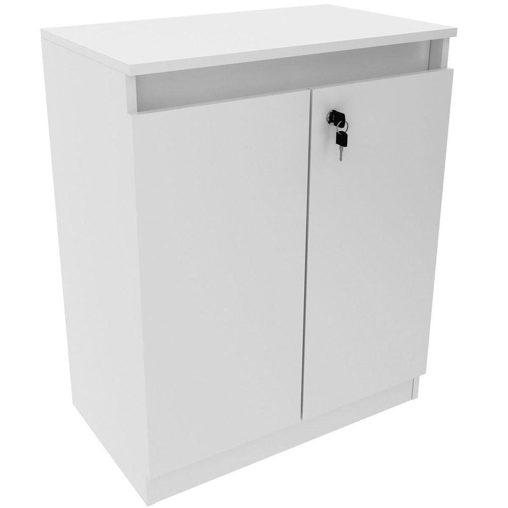 Balcão Para Escritório 2 Portas Com Chave Pequeno Branco