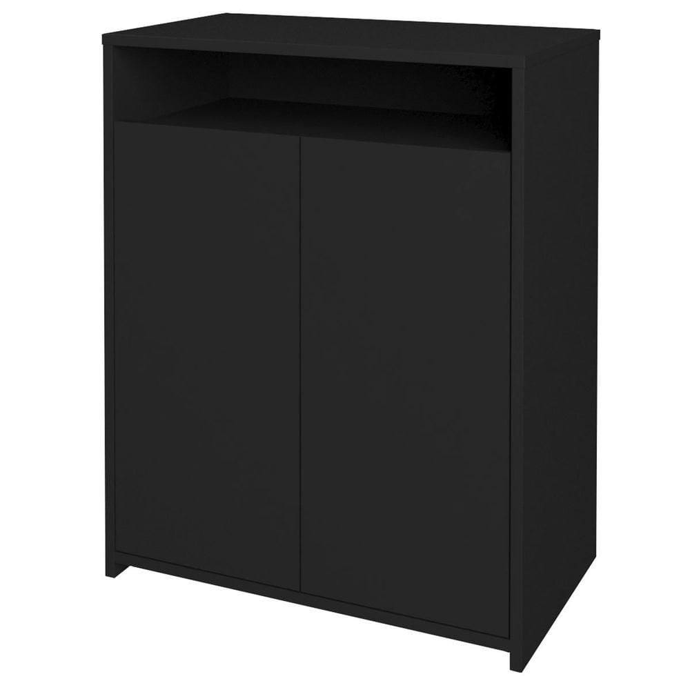 Balcão Para Escritório 2 Portas Com Nicho Cole Preto