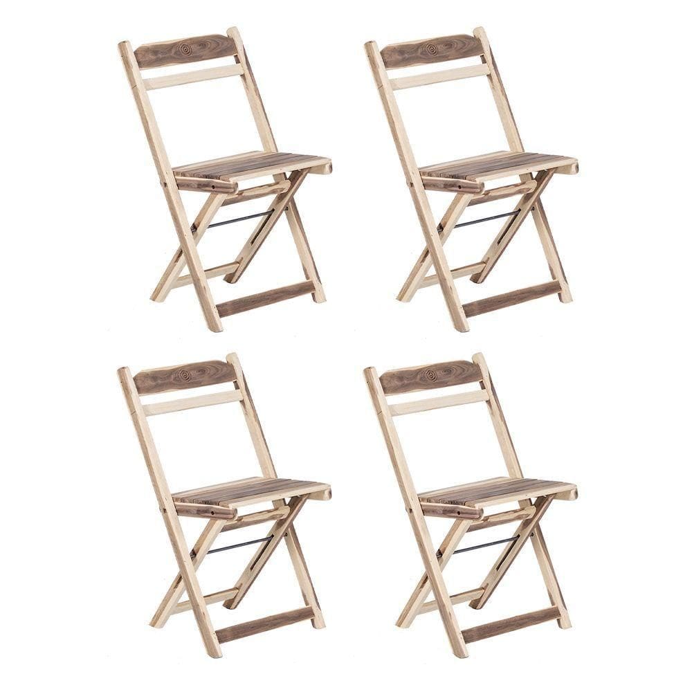 Kit 4 Cadeiras Dobrável Madeira Maciça Ypê Perfeita Para Ambientes Externos E Cobertos Natural