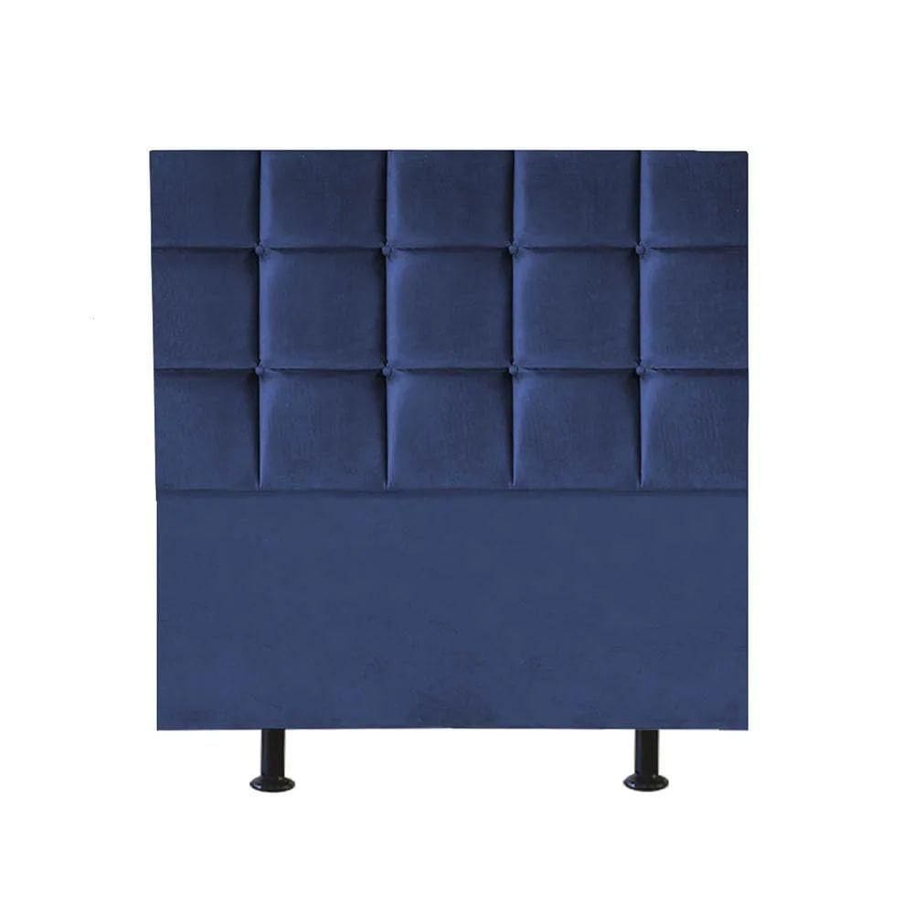 Cabeceira Estofada Cama Box Solteiro 100cm Espanha Corino Azul- Mabe Magazine