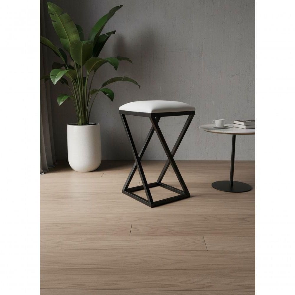 Banqueta Z Sem Encosto Banco Estilo Industrial Moderno Luxo Branco